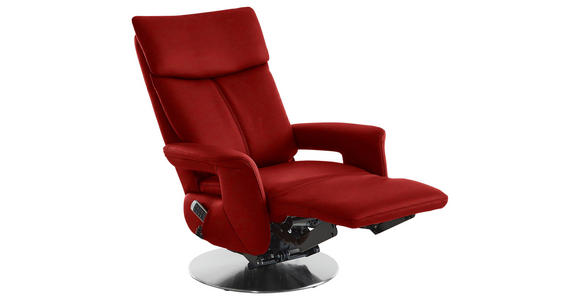 RELAXSESSEL in Leder Rot - Edelstahlfarben/Rot, Design, Leder/Metall (78/112/85cm) - Cantus