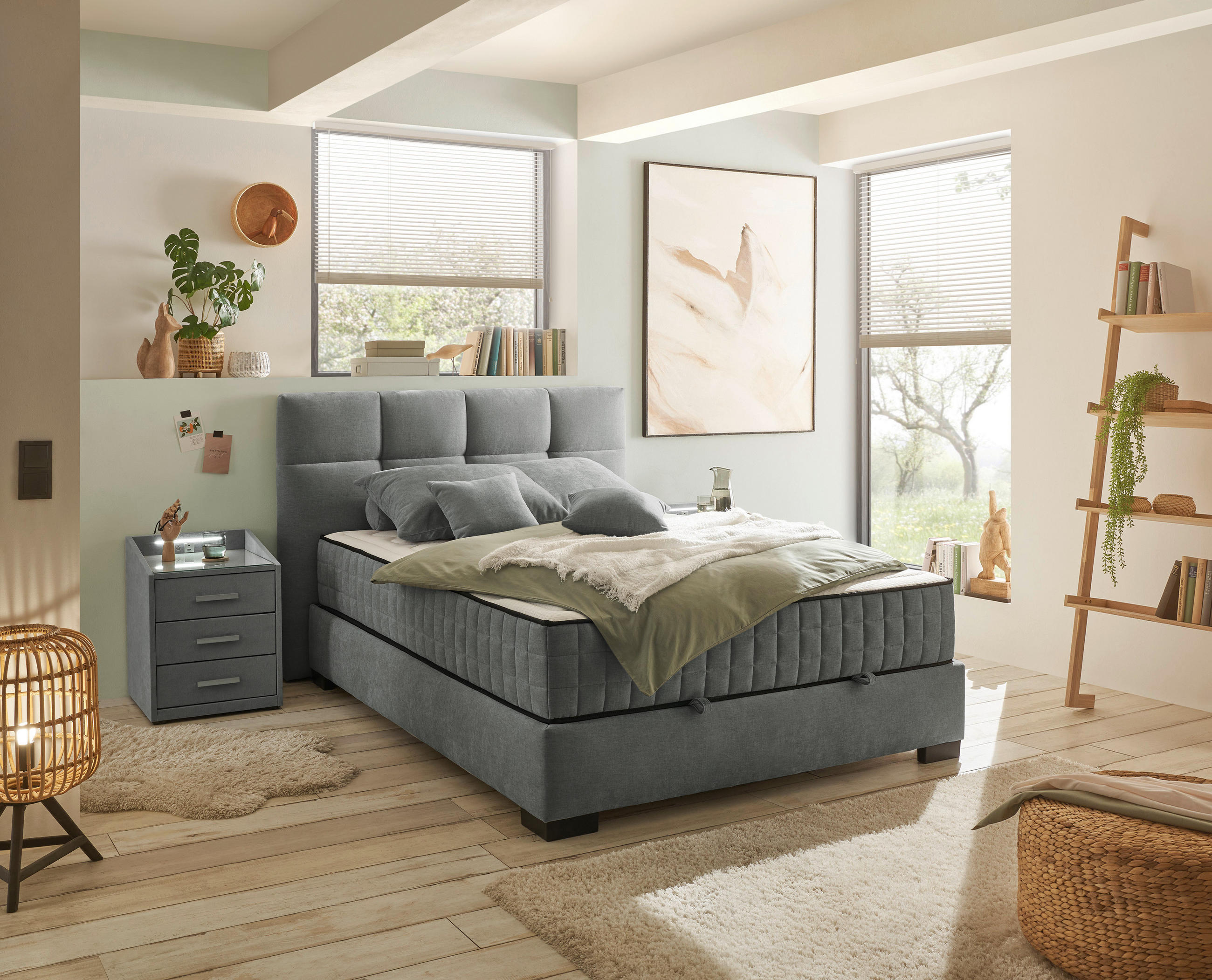 BOXBETT 140/200 cm  in Anthrazit  - Anthrazit/Schwarz, Modern, Holzwerkstoff/Kunststoff (140/200cm) - MID.YOU