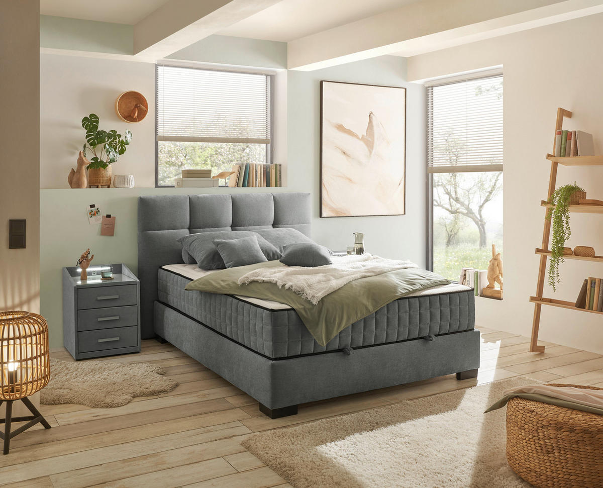 BOXBETT 140/200 cm  in Anthrazit  - Anthrazit/Schwarz, Modern, Holzwerkstoff/Kunststoff (140/200cm) - MID.YOU