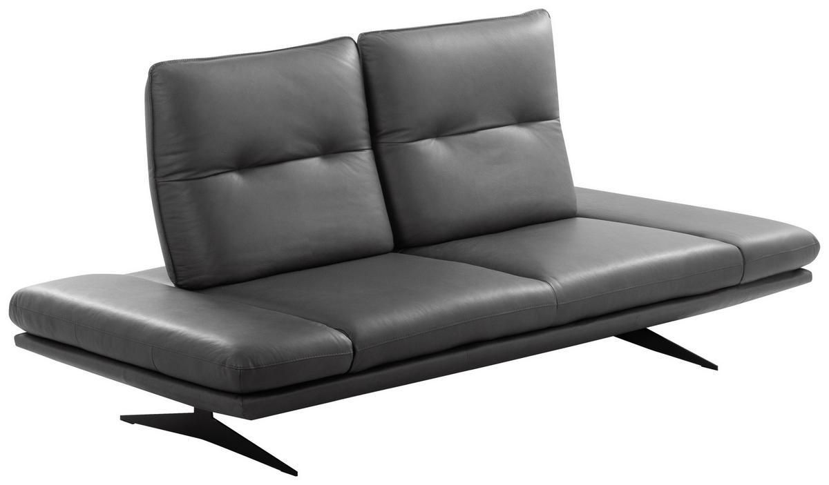 2,5-SITZER Echtleder Dunkelgrau  - Dunkelgrau/Schwarz, Design, Leder/Metall (218/95/107cm) - Celina Home