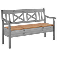 SITZBANK 148/93/58 cm Grau, Laugenfarbig Kiefer massiv  - Laugenfarbig/Grau, ROMANTIK / LANDHAUS, Holz (148/93/58cm) - Boxxx