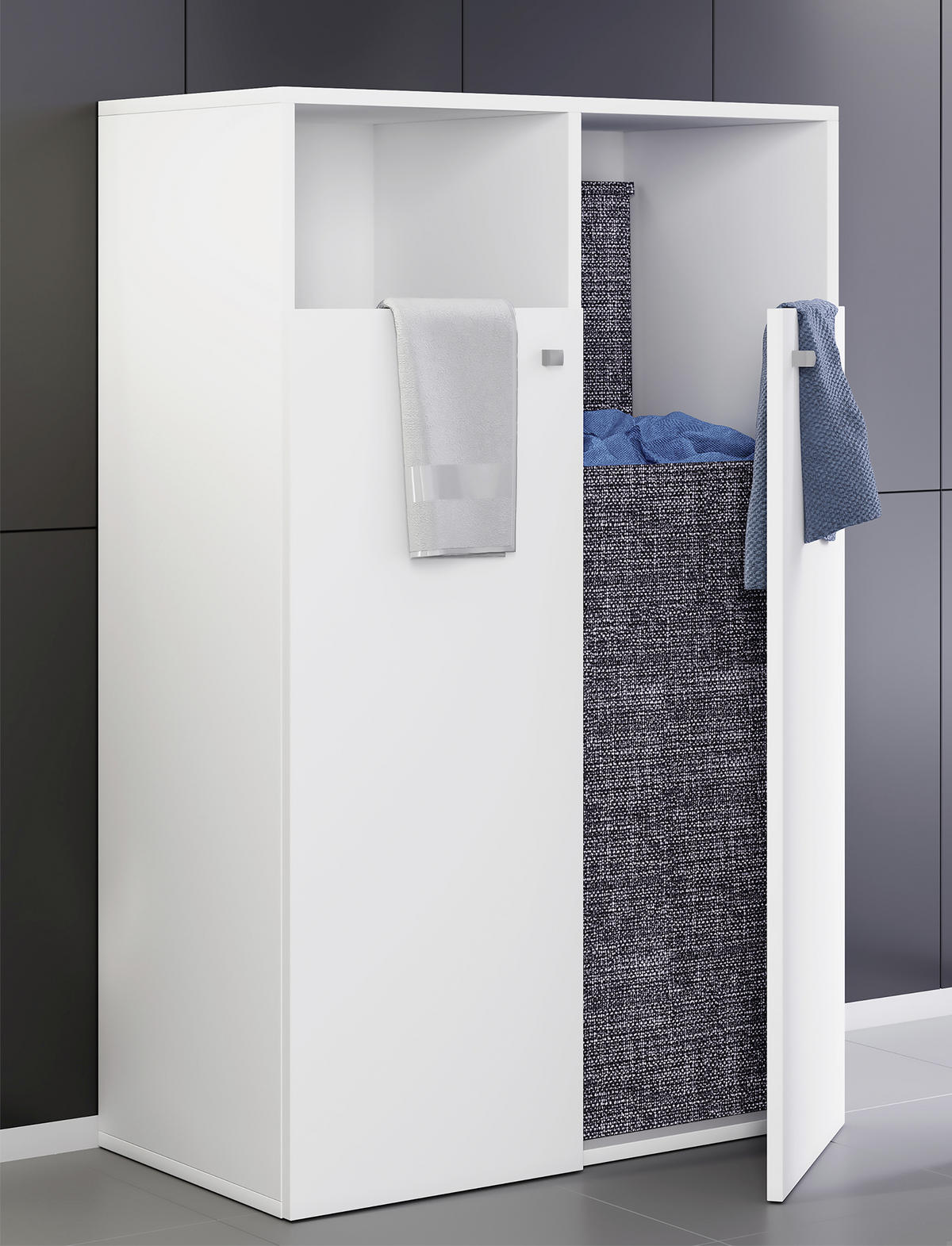 WÄSCHESCHRANK 80/110/39 cm  in Weiß  - Weiß/Grau, MODERN, Holzwerkstoff/Kunststoff (80/110/39cm) - MID.YOU