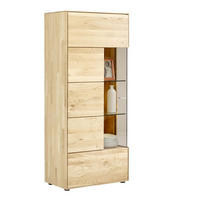 VITRINE in massiv Wildeiche Eichefarben  - Edelstahlfarben/Eichefarben, KONVENTIONELL, Glas/Holz (70,7/164,2/40,9cm) - Valnatura