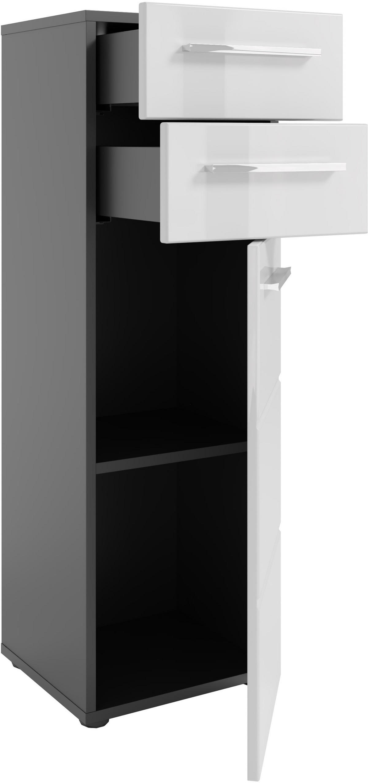 MIDISCHRANK 34/104/31 cm  - Chromfarben/Weiß Hochglanz, KONVENTIONELL, Holzwerkstoff/Kunststoff (34/104/31cm) - Xora