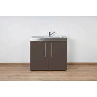 MINIKÜCHE  100/89/60 cm  in Mokka  - Edelstahlfarben/Mokka, Basics, Metall (100/89/60cm)