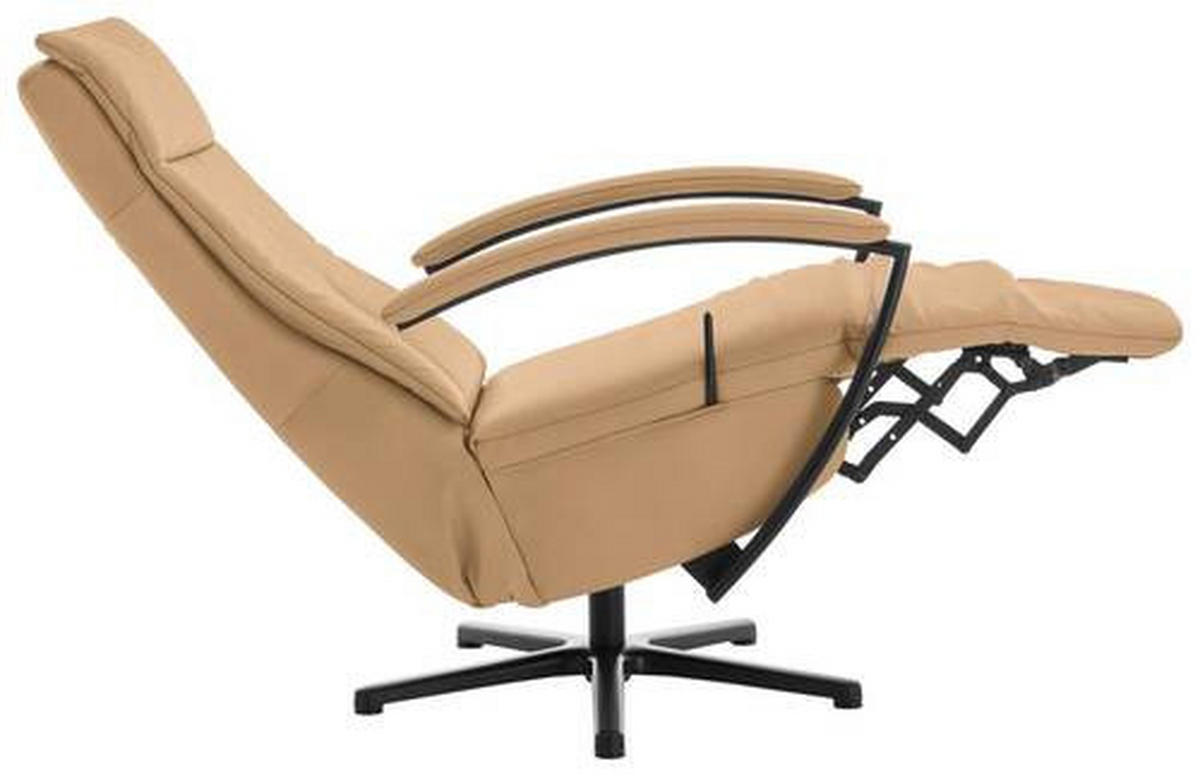 RELAXFÅTÖLJ i läder honung  - honung/svart, Design, metall/läder (76/112/83cm) - Beldomo Premium