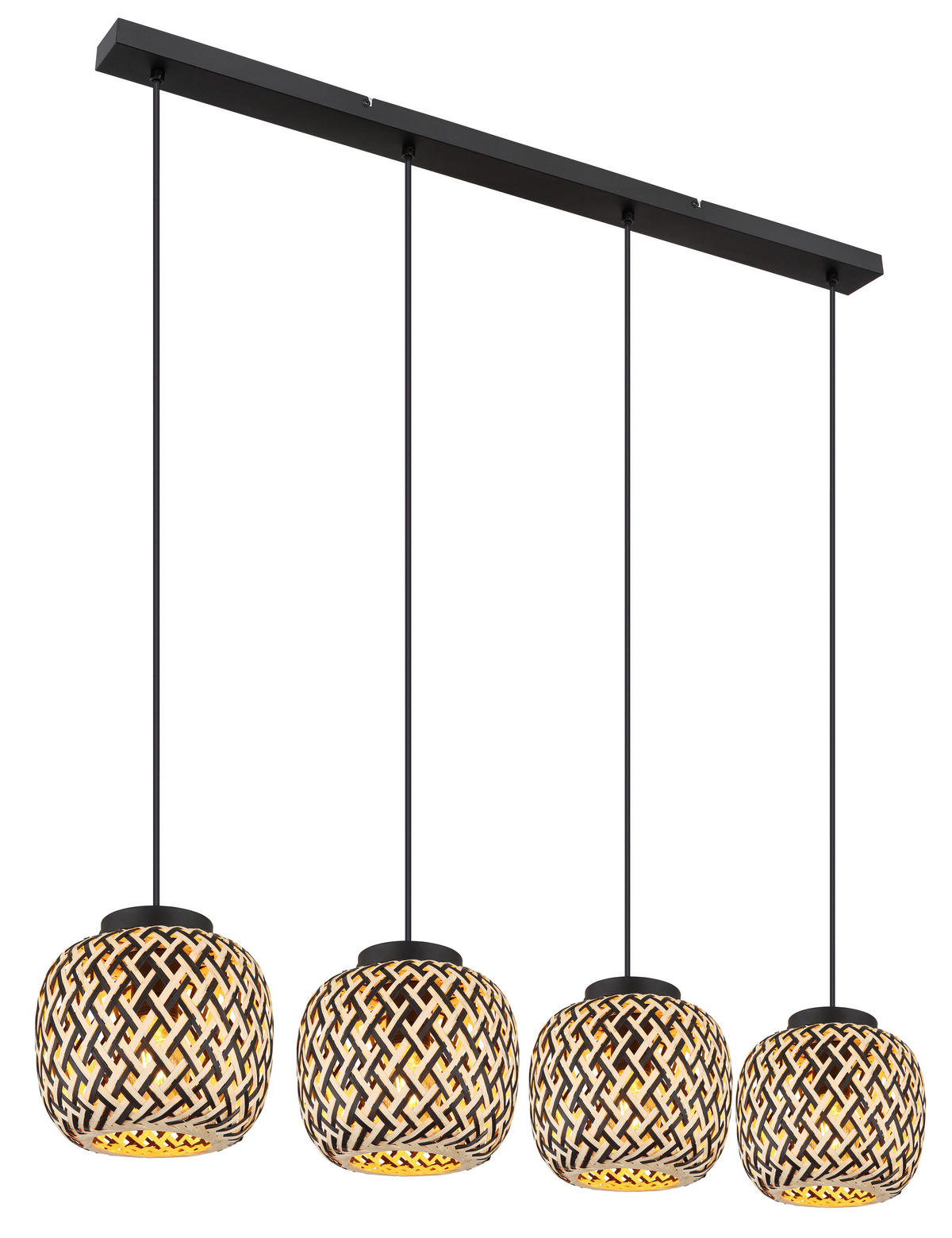 HÄNGELEUCHTE 100/20/120 cm    - Schwarz/Naturfarben, Natur, Naturmaterialien/Kunststoff (100/20/120cm) - Globo