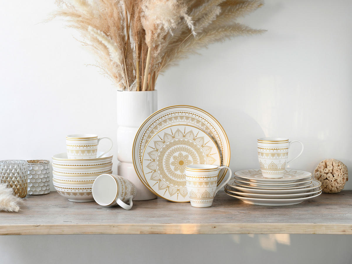 KOMBISERVICE 16-teilig  - Goldfarben/Weiß, Keramik - Creatable