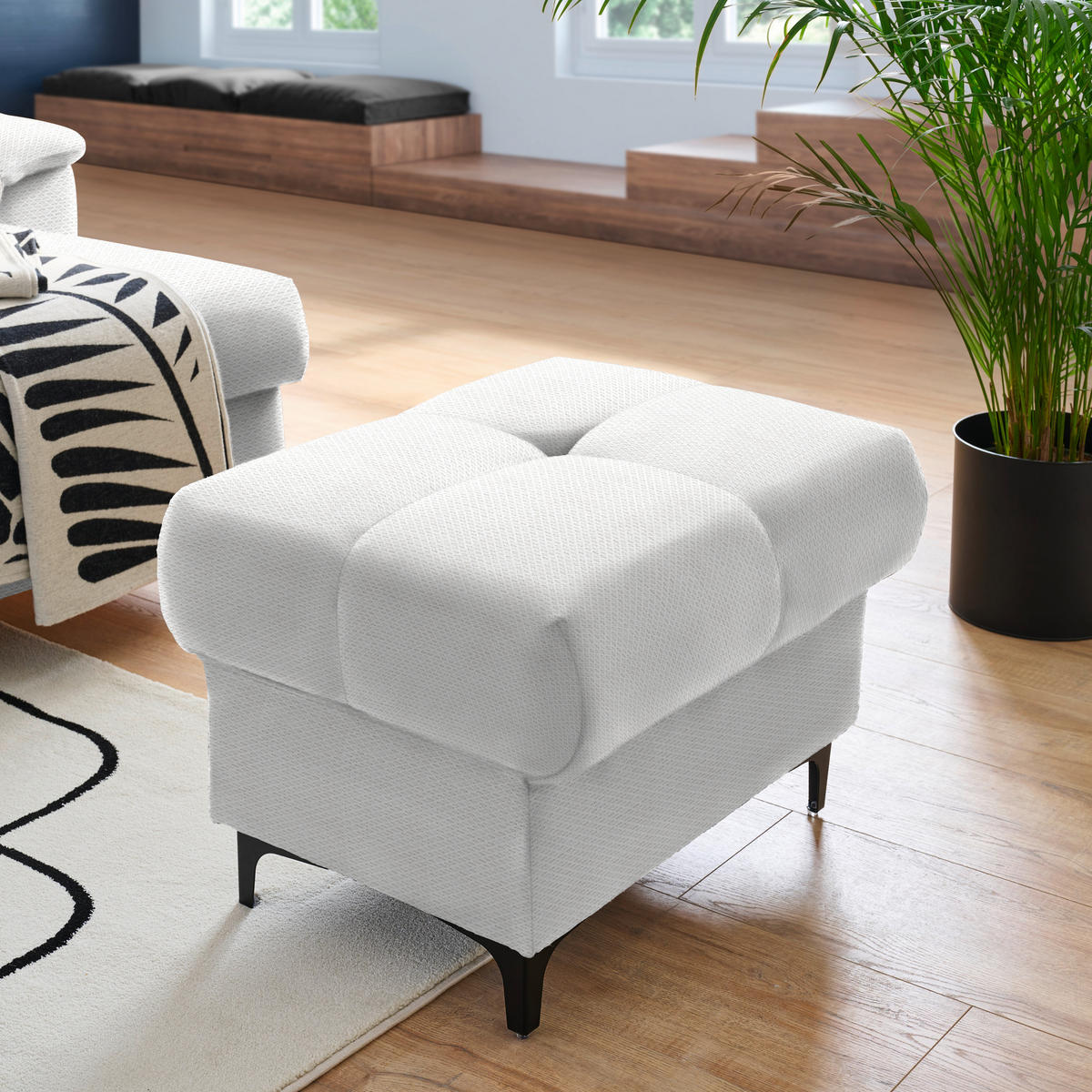 SAROKKANAPÉ textil ekrü  - fekete/ekrü, Design, textil/fém (185/256cm) - Stylife