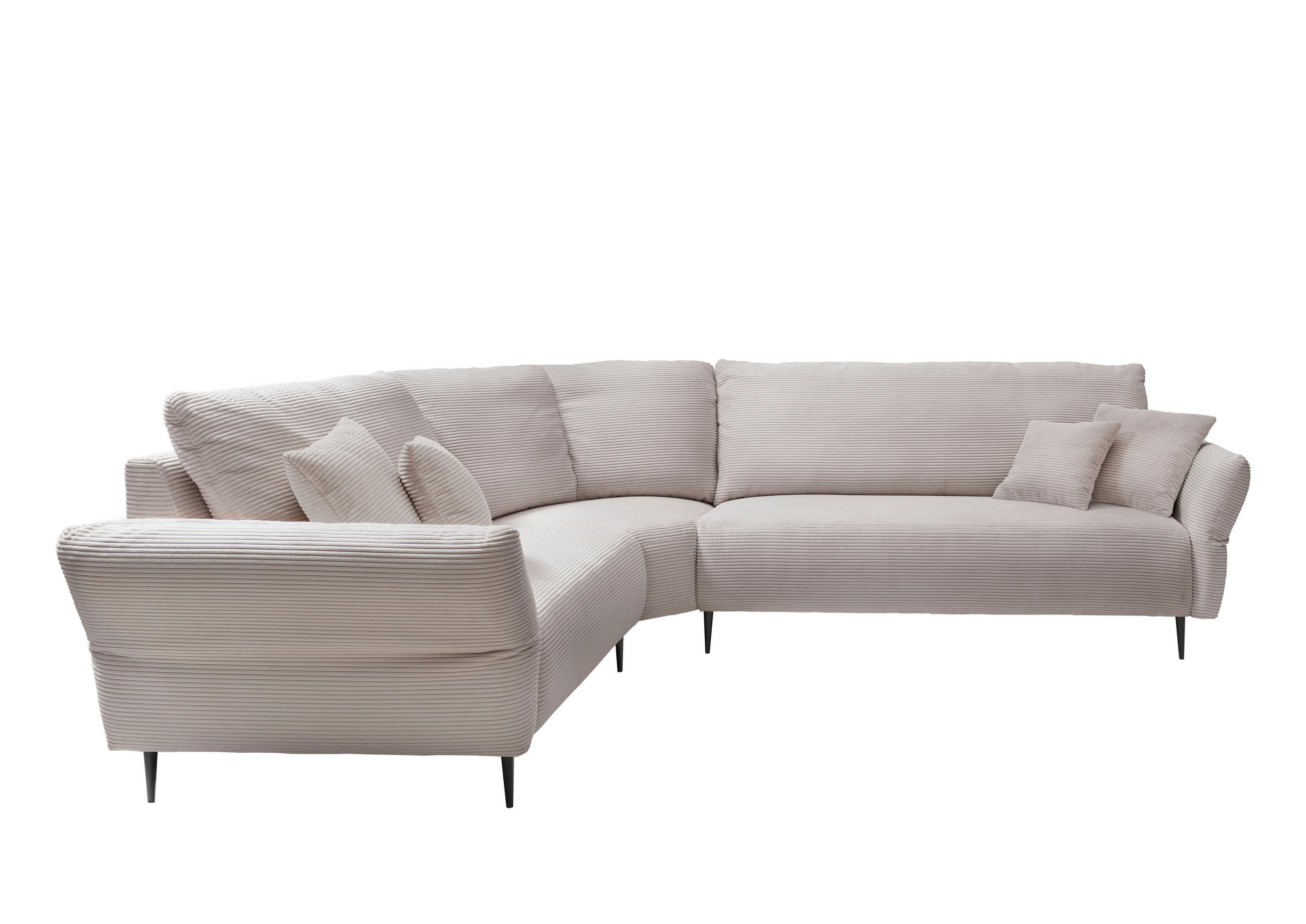 ECKSOFA in Cord Beige - Beige/Schwarz, Design, Textil/Metall (256/256cm) - Livetastic