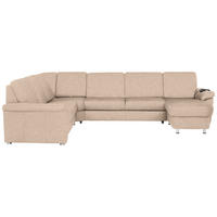 WOHNLANDSCHAFT Beige Flachgewebe  - Chromfarben/Beige, KONVENTIONELL, Textil/Metall (240/336/163cm) - Beldomo System