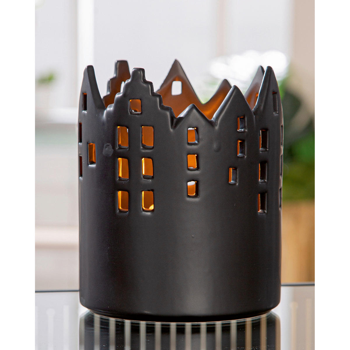 WINDLICHT - Schwarz, LIFESTYLE, Keramik (12,5/15,5/12,5cm)