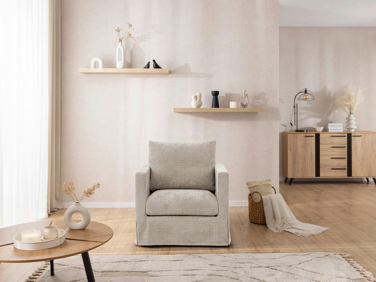 SESSELBEZUG - Beige, Design, Textil (84/89/95cm) - P & B