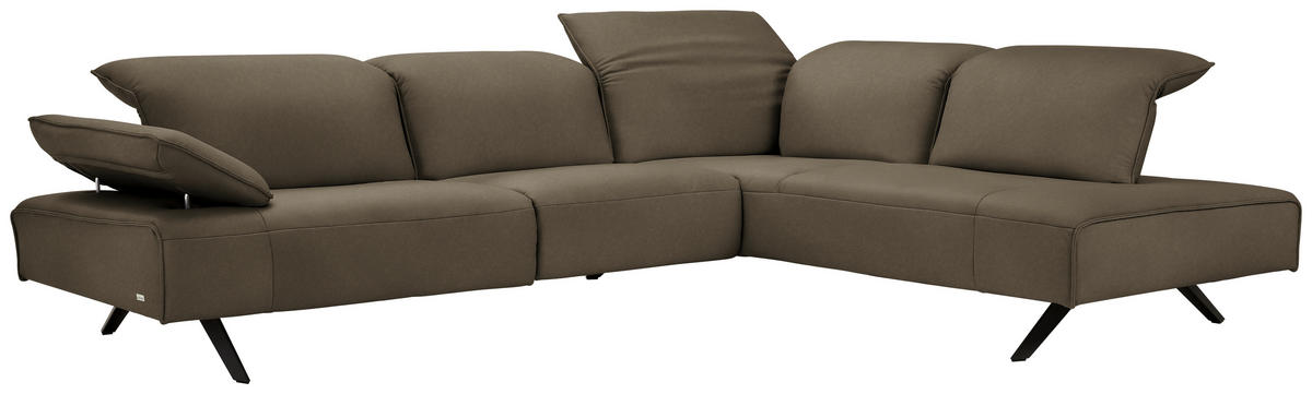 ECKSOFA  in Echtleder Dunkelbraun  290/230 cm  - Anthrazit/Dunkelbraun, Design, Leder/Metall (290/230cm) - Johann Jakob