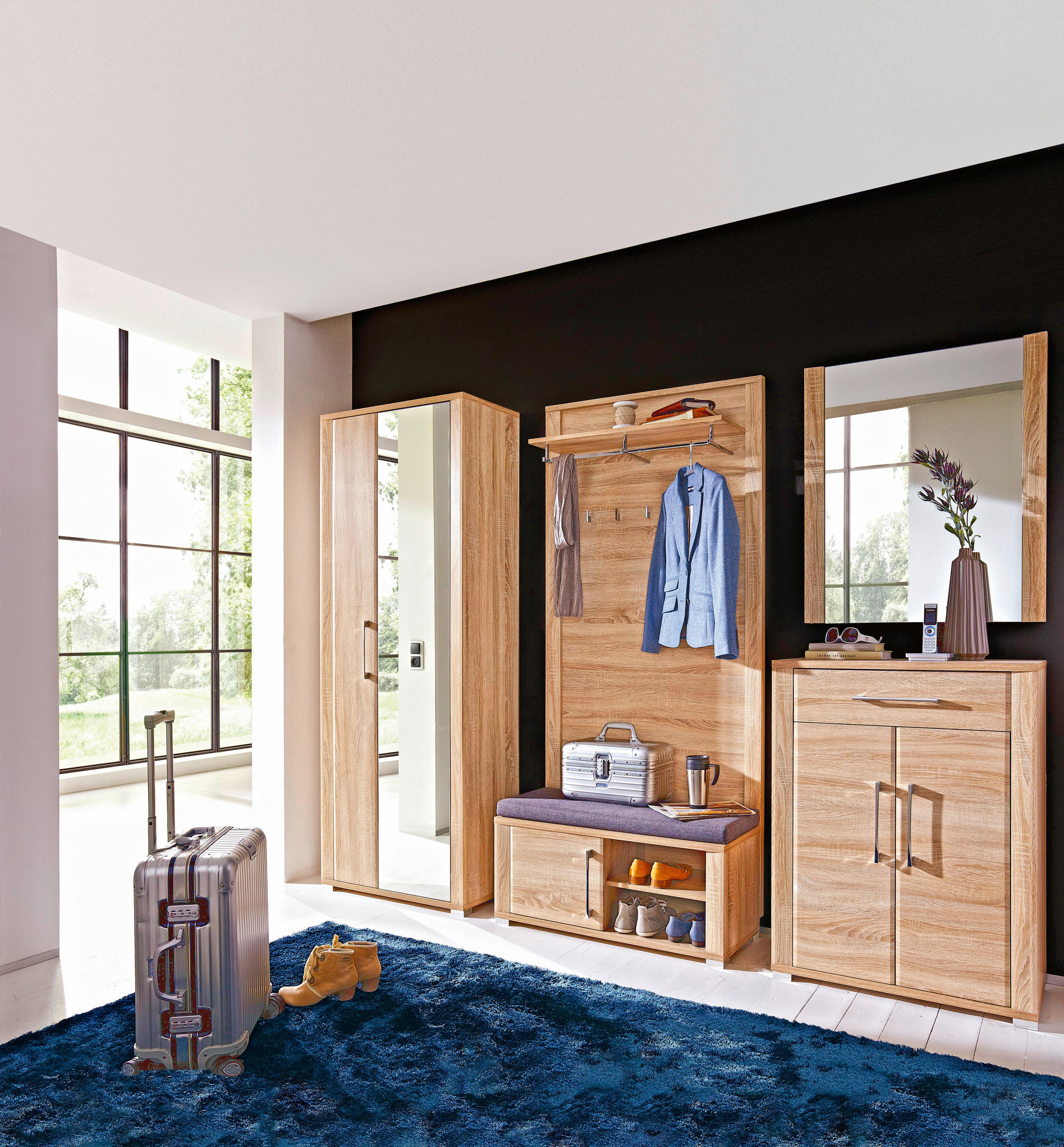 GARDEROBENSCHRANK 74/200/40 cm  - Silberfarben/Sonoma Eiche, KONVENTIONELL, Glas/Holzwerkstoff (74/200/40cm) - MID.YOU