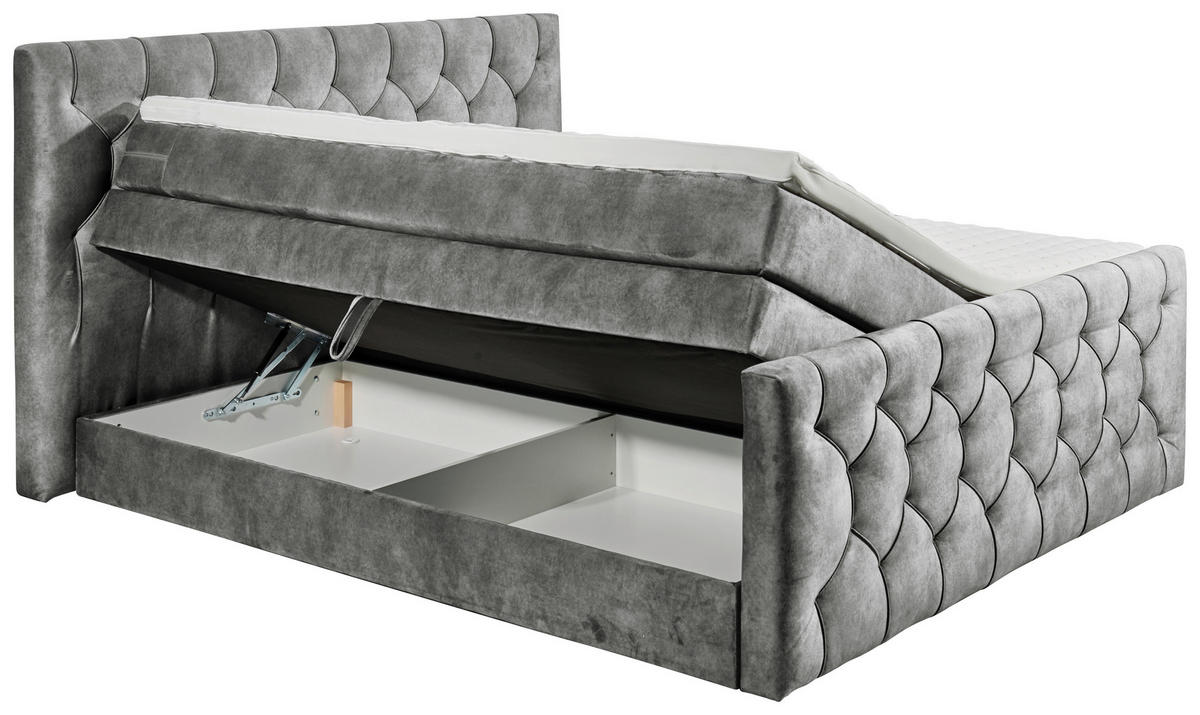 BOXSPRINGBETT 180/200 cm  in Grau  - Grau, MODERN, Holzwerkstoff/Kunststoff (180/200cm) - MID.YOU