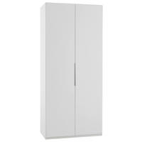 DREHTÜRENSCHRANK 100/216/58 cm,  in Weiß, 2 Tür(en)  - Chromfarben/Weiß, MODERN, Holzwerkstoff (100/216/58cm) - MID.YOU