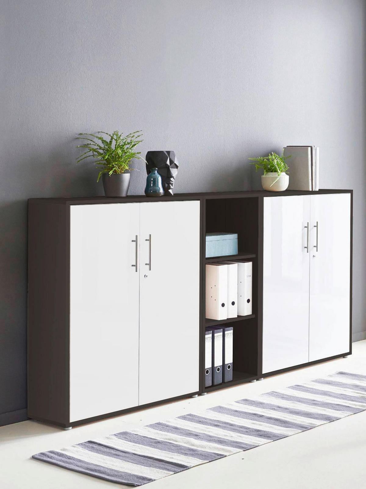 AKTENSCHRANK Anthrazit, Weiß  - Anthrazit/Weiß, MODERN, Holzwerkstoff (212,9/113,6/33cm) - MID.YOU