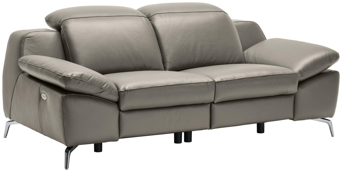 KÉTÜLÉSES KANAPÉ bőr szürkésbarna  - krómszínű/fekete, Design, műanyag/bőr (194/83-99/110cm) - Celina Home