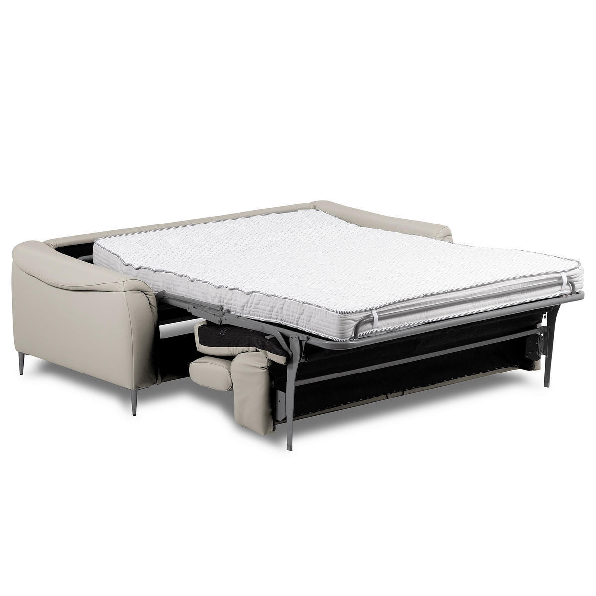 SCHLAFSOFA PAFOS Grau Echtleder Lederlook  - Schwarz/Grau, Design, Leder/Textil (203/77-98/103cm) - MID.YOU