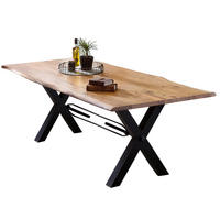 ESSTISCH 180/90/76 cm Echtholz  Holz, Metall rechteckig Naturfarben, Schwarz  - Schwarz/Naturfarben, MODERN, Holz/Metall (180/90/76cm) - MID.YOU
