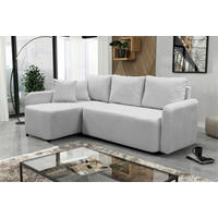 ECKSOFA STERN Hellgrau Bouclé Zierkissen, Rückenkissen, Bettkasten  - Hellgrau/Schwarz, Design, Kunststoff/Textil (152/207cm) - MID.YOU