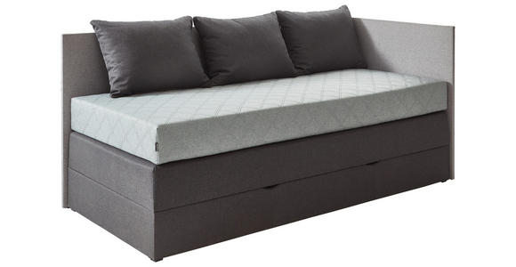 BOXSPRINGBETT 100/200 cm  in Hellgrau, Dunkelgrau  - Dunkelgrau/Hellgrau, KONVENTIONELL, Holz/Holzwerkstoff (100/200cm) - Xora