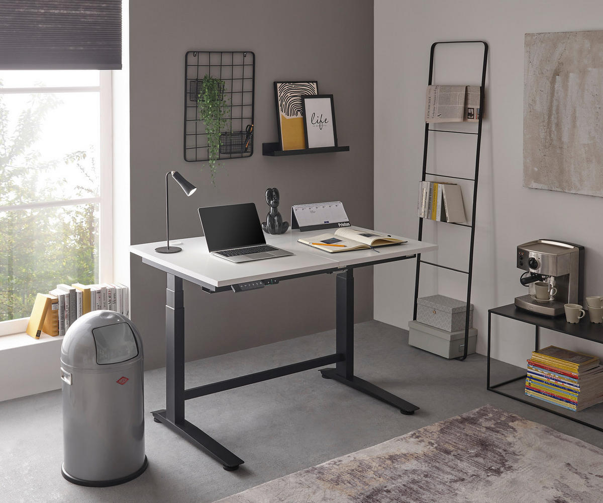 SCHREIBTISCH 120/77/66-129 cm  in Schwarz, Weiß  - Schwarz/Weiß, MODERN, Holzwerkstoff/Metall (120/77/66-129cm) - Carryhome