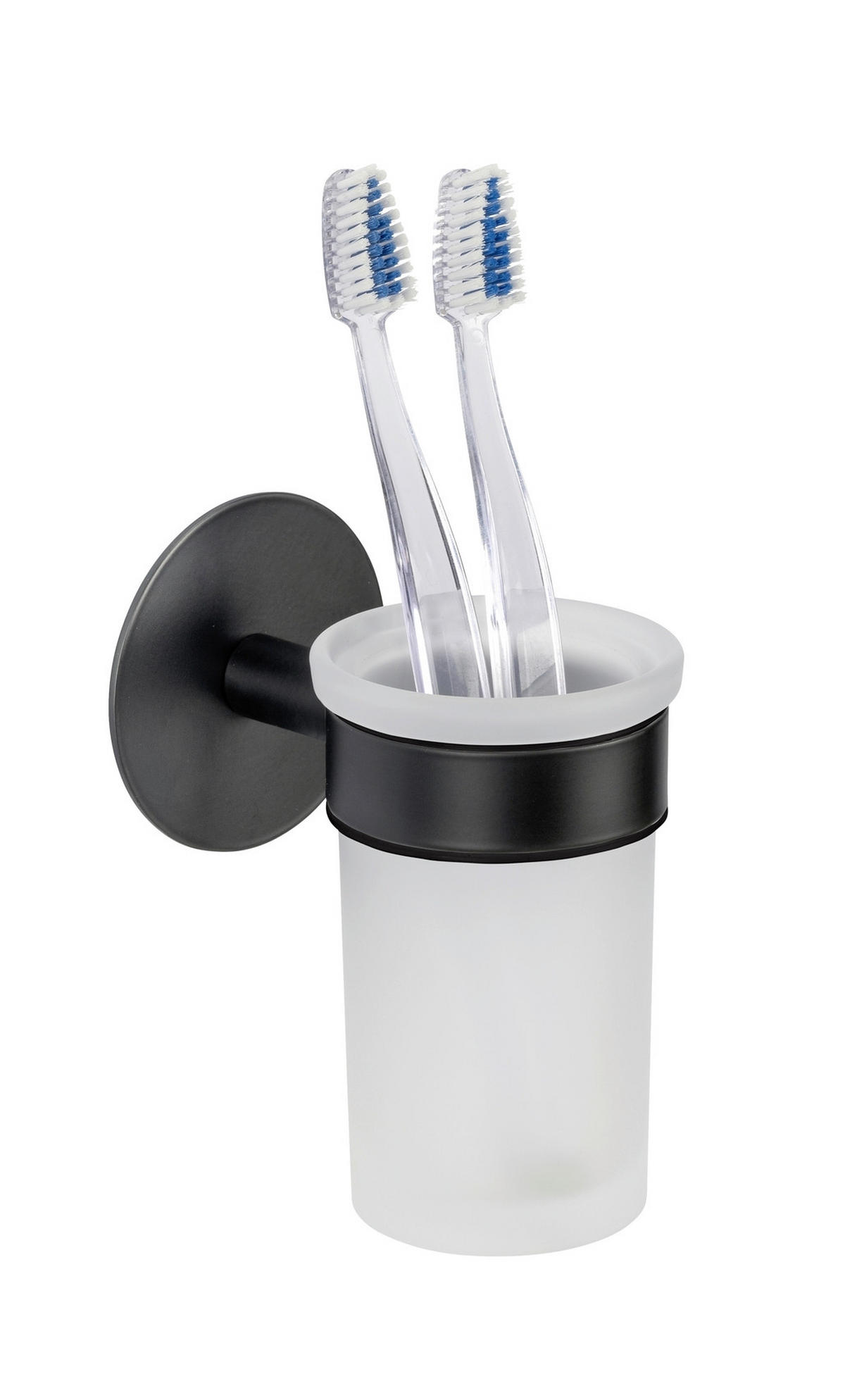 ZAHNPUTZBECHER MELETO  - Schwarz/Weiß, KONVENTIONELL, Glas/Metall (7/12/10cm) - Schöner Wohnen