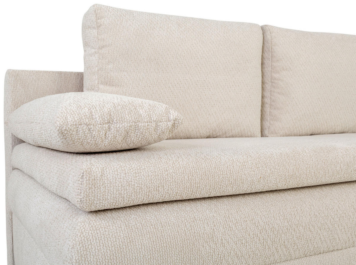SCHLAFSOFA  mit Liegefunktion, Schlafen auf Sitzhöhe, Rücken echt Struktur Beige  - Beige/Schwarz, KONVENTIONELL, Kunststoff/Textil (195/93/83cm) - Carryhome
