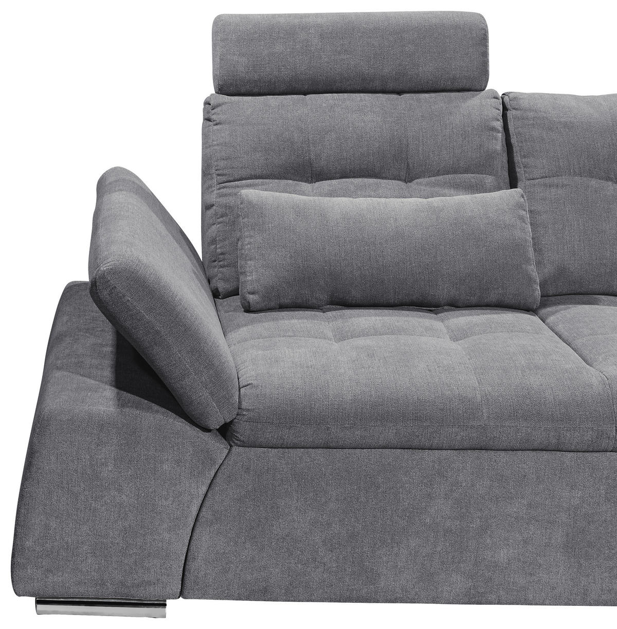 ECKSOFA Dunkelgrau Mikrovelours  - Dunkelgrau/Silberfarben, KONVENTIONELL, Kunststoff/Textil (268/170cm) - MID.YOU