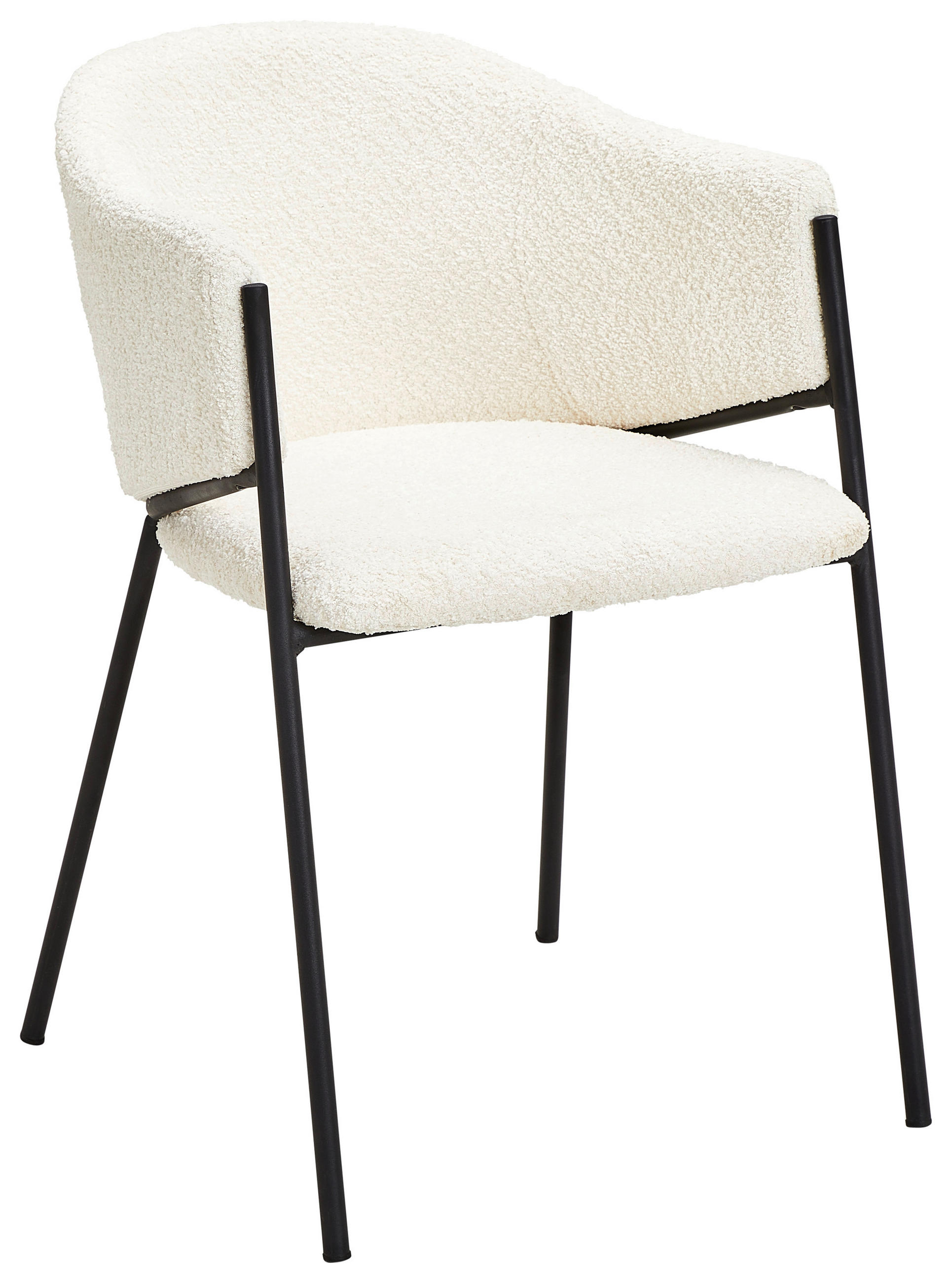 ARMLEHNSTUHL  in Eisen Bouclé  - Schwarz/Weiß, Design, Textil/Metall (53/78/61cm) - Hom`in