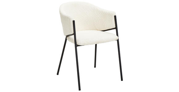 ARMLEHNSTUHL  Stoffauswahl, inklusive Armlehnen, Gestellauswahl Bouclé  - Schwarz/Weiß, Design, Textil/Metall (53/78/61cm) - Hom`in