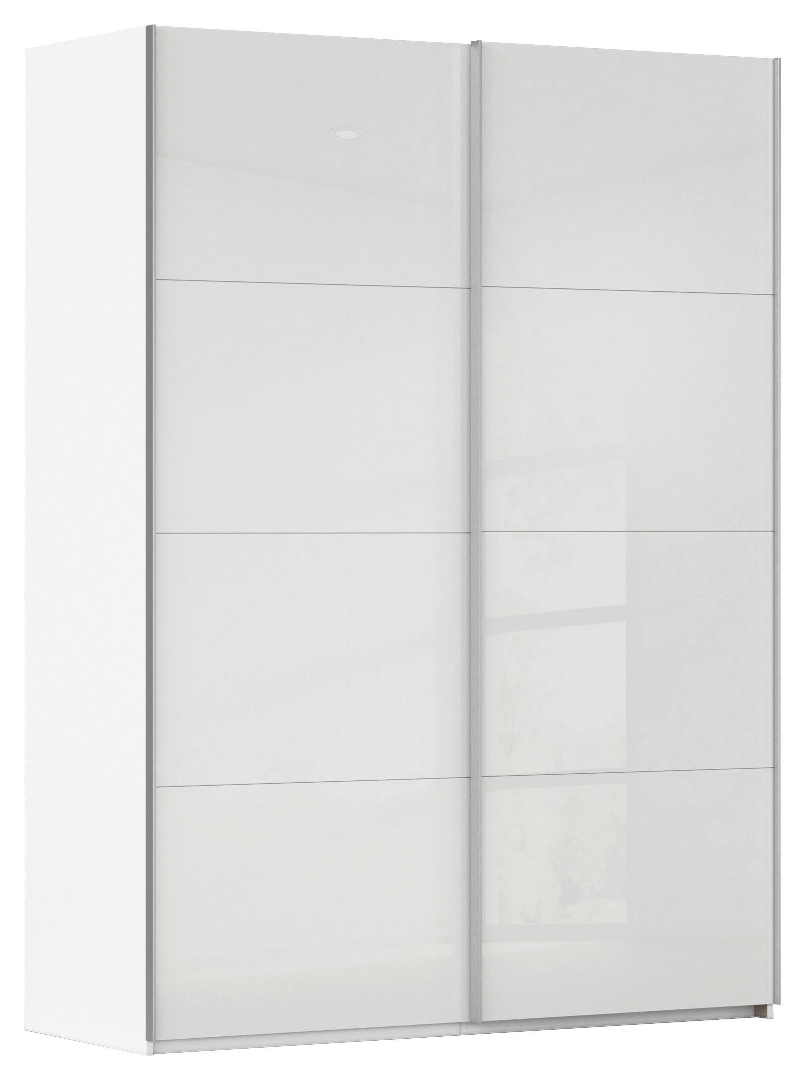 SCHWEBETÜRENSCHRANK 162/223/68 cm 2-türig Weiß, Weiß Hochglanz  - Weiß Hochglanz/Alufarben, Basics, Holzwerkstoff/Metall (162/223/68cm) - Novel