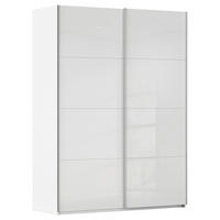 SCHWEBETÜRENSCHRANK 162/223/68 cm 2-türig Weiß, Weiß Hochglanz  - Weiß Hochglanz/Alufarben, Basics, Holzwerkstoff/Metall (162/223/68cm) - Novel