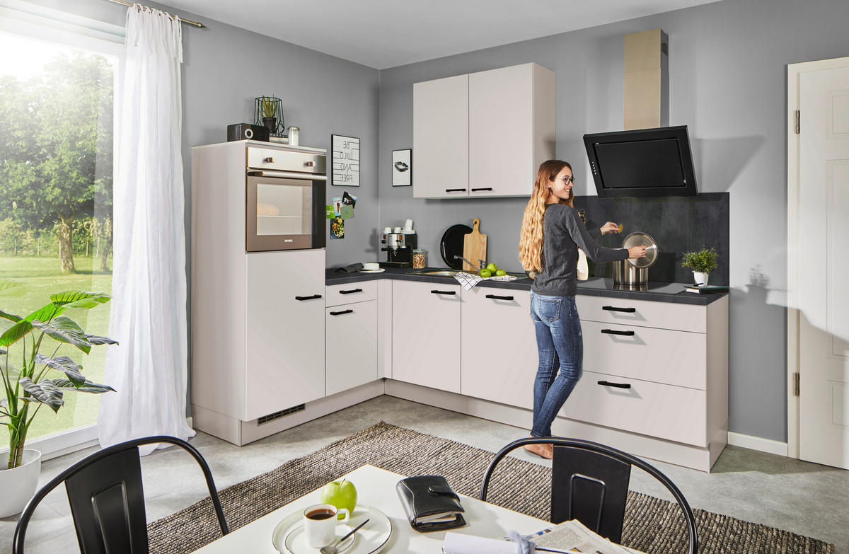 ECKKÜCHE 175/275 cm  in Schwarz, Kaschmir  - Kaschmir/Schwarz, Design, Holzwerkstoff/Metall (175/275cm) - Xora