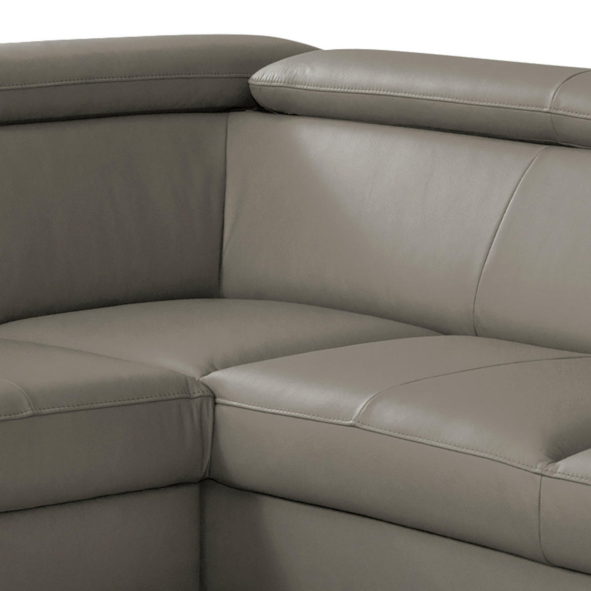 ECKSOFA Schlammfarben Echtleder Lederlook  - Schlammfarben/Schwarz, Design, Leder/Holz (244/199cm) - Livetastic