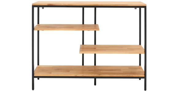 REGAL Eiche massiv Schwarz, Eichefarben  - Eichefarben/Schwarz, Trend, Holz/Metall (120/90/35cm) - Landscape