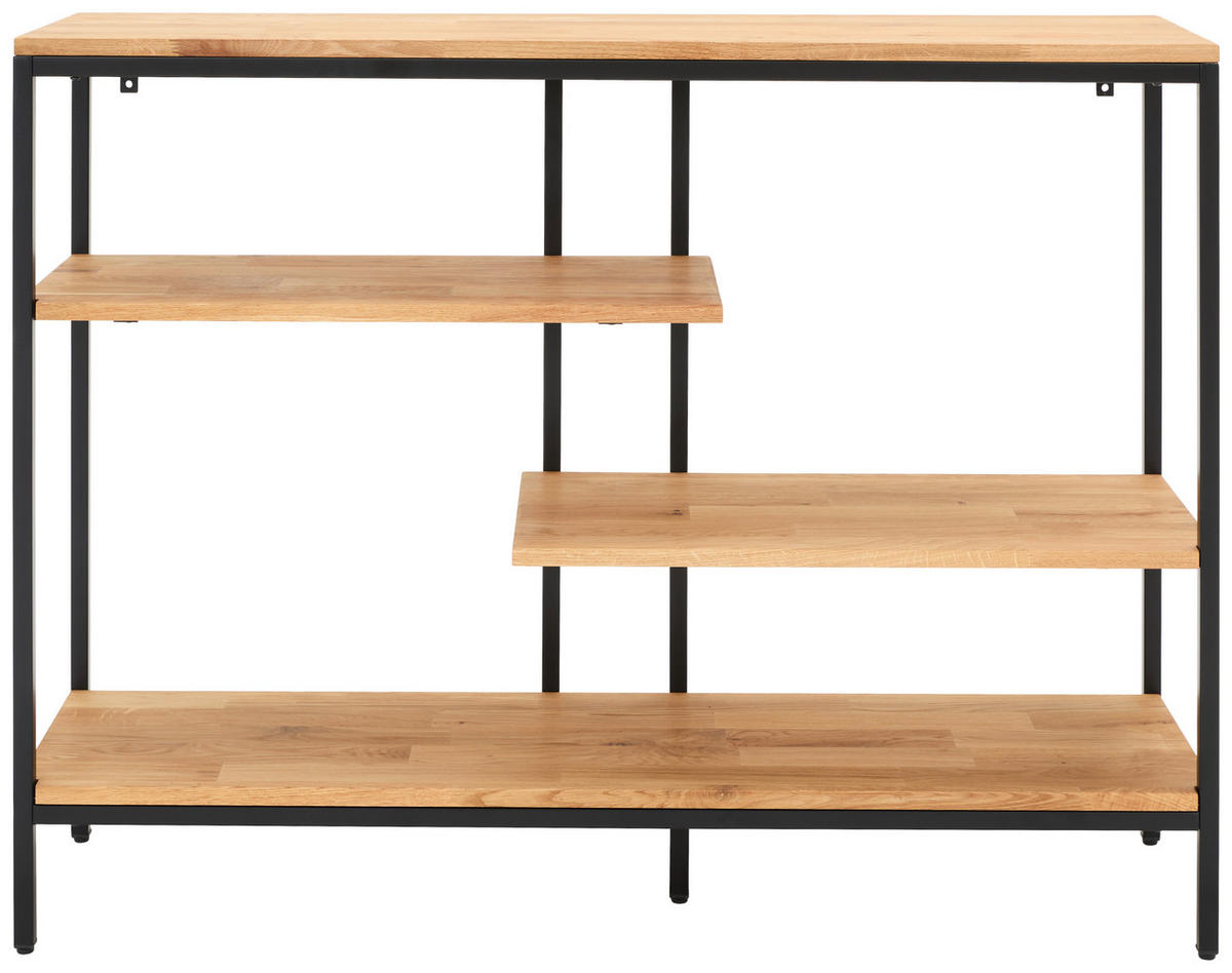 REGAL  120/90/35 cm Schwarz, Eichefarben  - Eichefarben/Schwarz, Trend, Holz/Metall (120/90/35cm) - Landscape