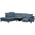 ECKSOFA in Echtleder Blau  - Blau/Schwarz, Design, Leder/Metall (239/289cm) - Cantus