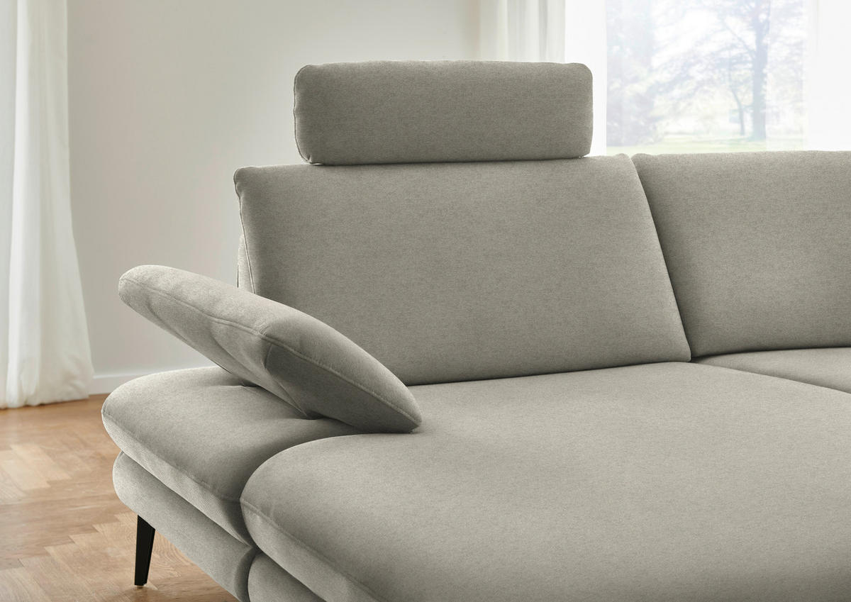 WOHNLANDSCHAFT Chenille, Flachgewebe Greige  - Greige/Schwarz, Design, Textil/Metall (180/344/208cm) - Dieter Knoll