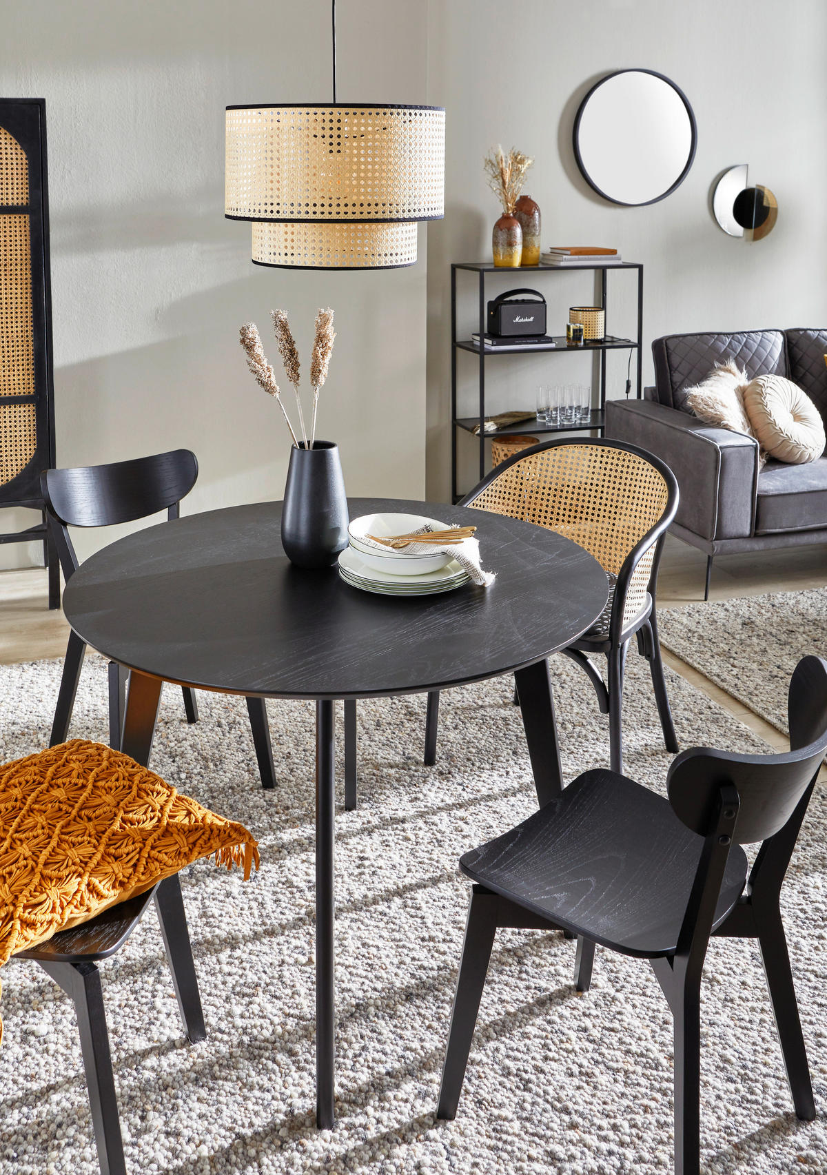 NÁSTENNÉ ZRKADLO 62/62/4 cm  - čierna, Design, drevo/sklo (62/62/4cm) - Xora