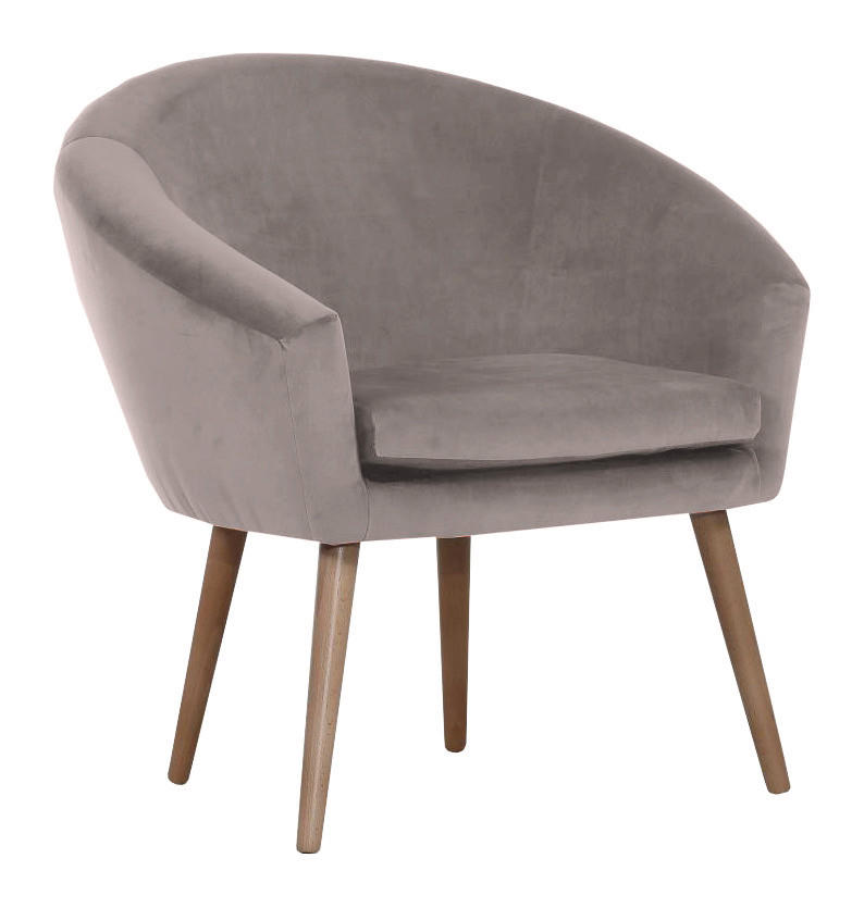 SESSEL in Samt Grau  - Naturfarben/Grau, Design, Holz/Textil (73/73/66cm) - Carryhome