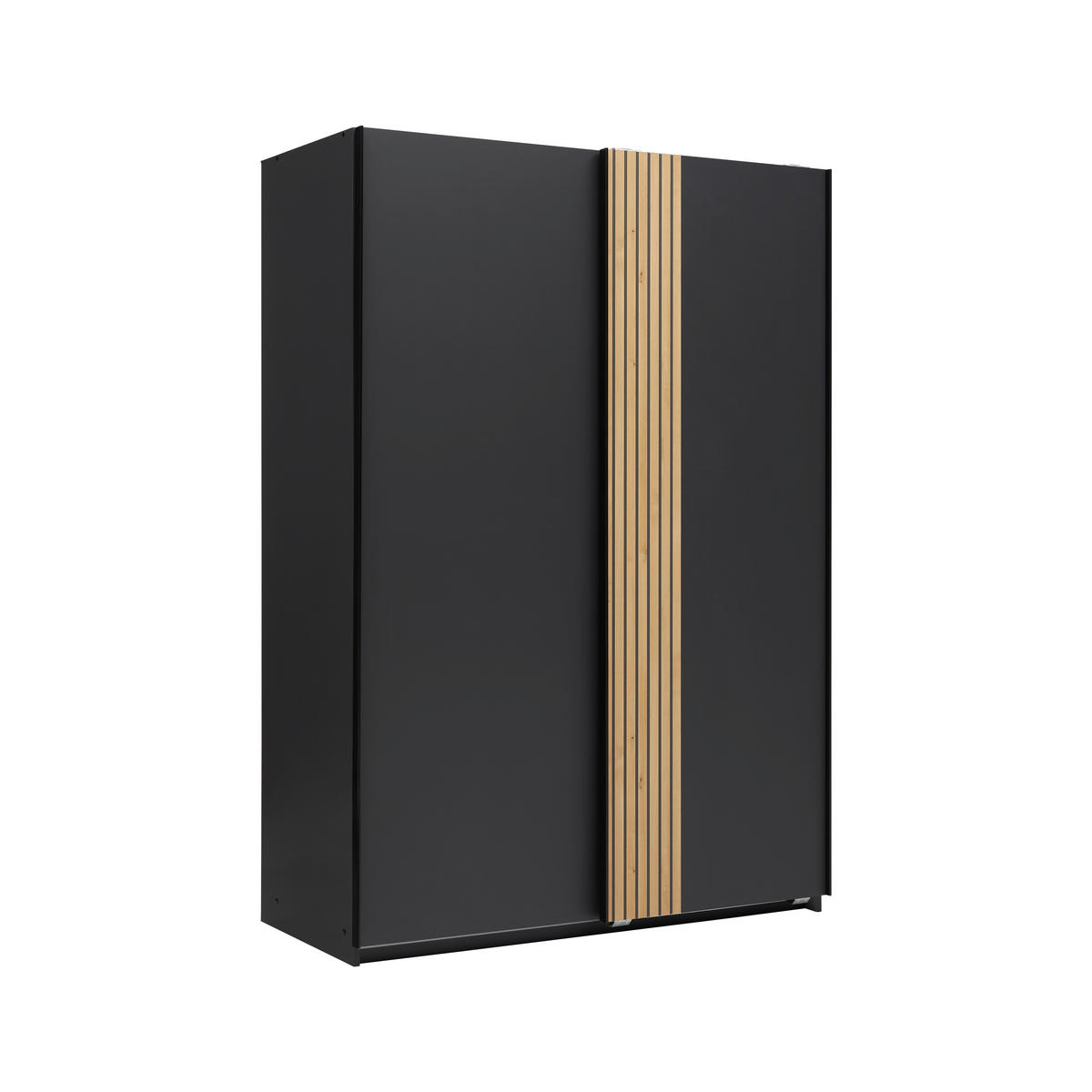 GARDEROB MED SKJUTDÖRRAR 135/198/65 cm 2-dörrar - grafitfärgad/svart, Klassisk, metall/trämaterial (135/198/65cm) - Carryhome