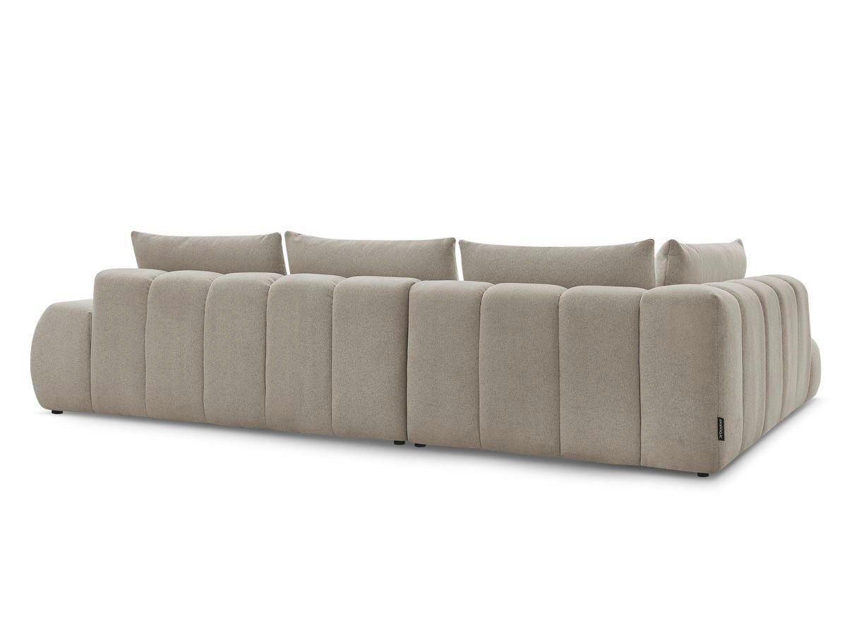ECKSOFA Ottomane links  EVEREST Taupe Flachgewebe  - Taupe/Schwarz, MODERN, Kunststoff/Textil (210/352cm)