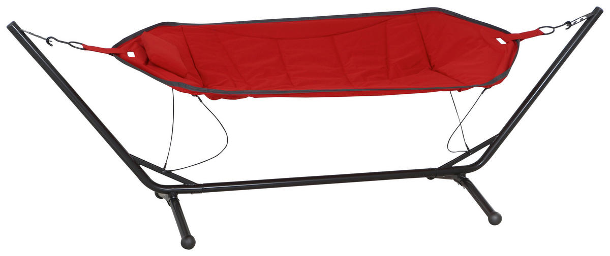 HÄNGEMATTE  - Dunkelgrau/Rot, KONVENTIONELL, Textil/Metall (105/104/305cm) - Siena Garden