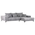 ECKSOFA  in Flachgewebe Hellgrau  300/205 cm  - Hellgrau/Schwarz, KONVENTIONELL, Textil/Metall (300/205cm) - Carryhome