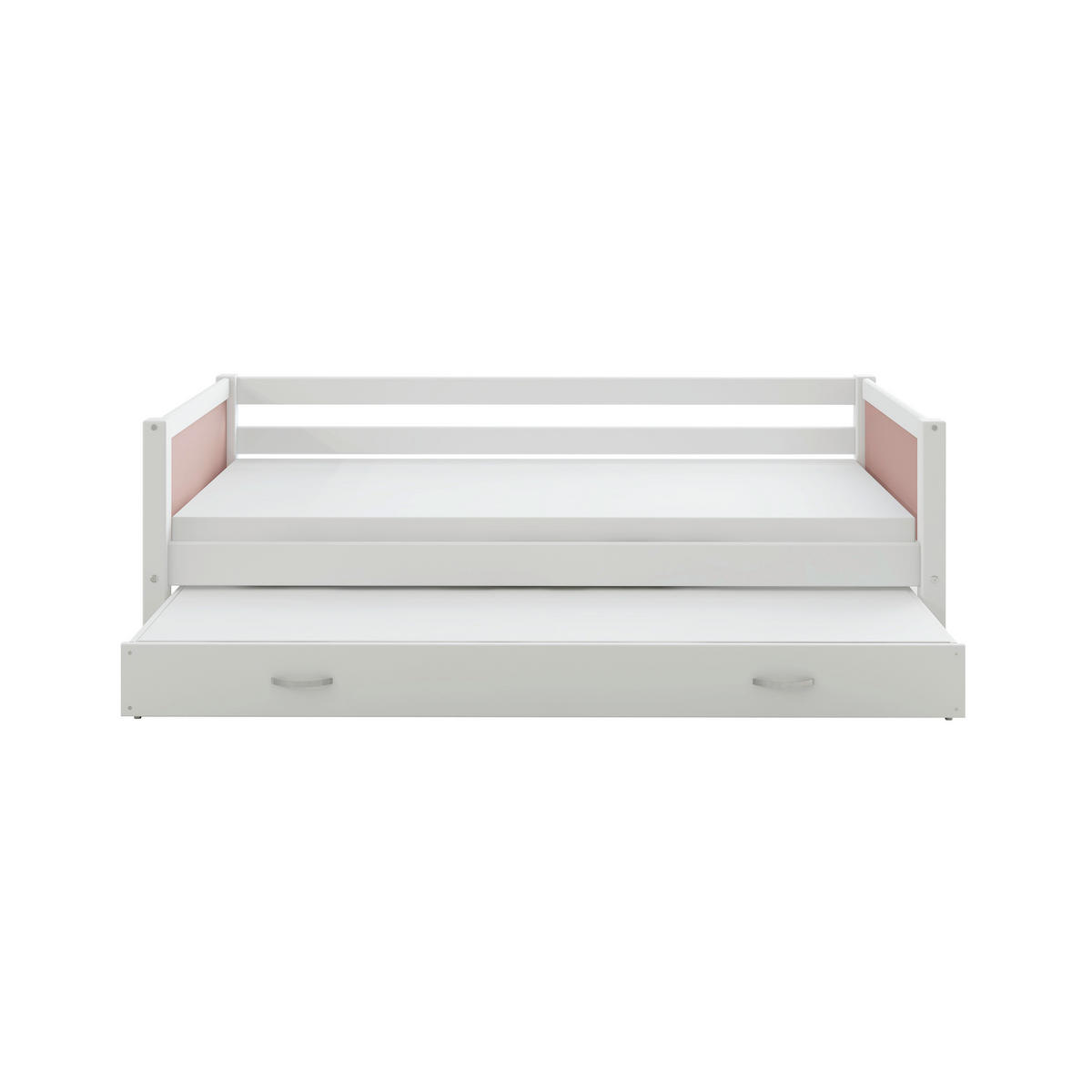 AUSZIEHBETT 90/200 cm,  in Rosa, Weiß, Bettschubladen, Rollrost für Zusatzbett, Rollrost für Hauptbett  - Rosa/Weiß, MODERN, Holz (90/200cm) - Chameo