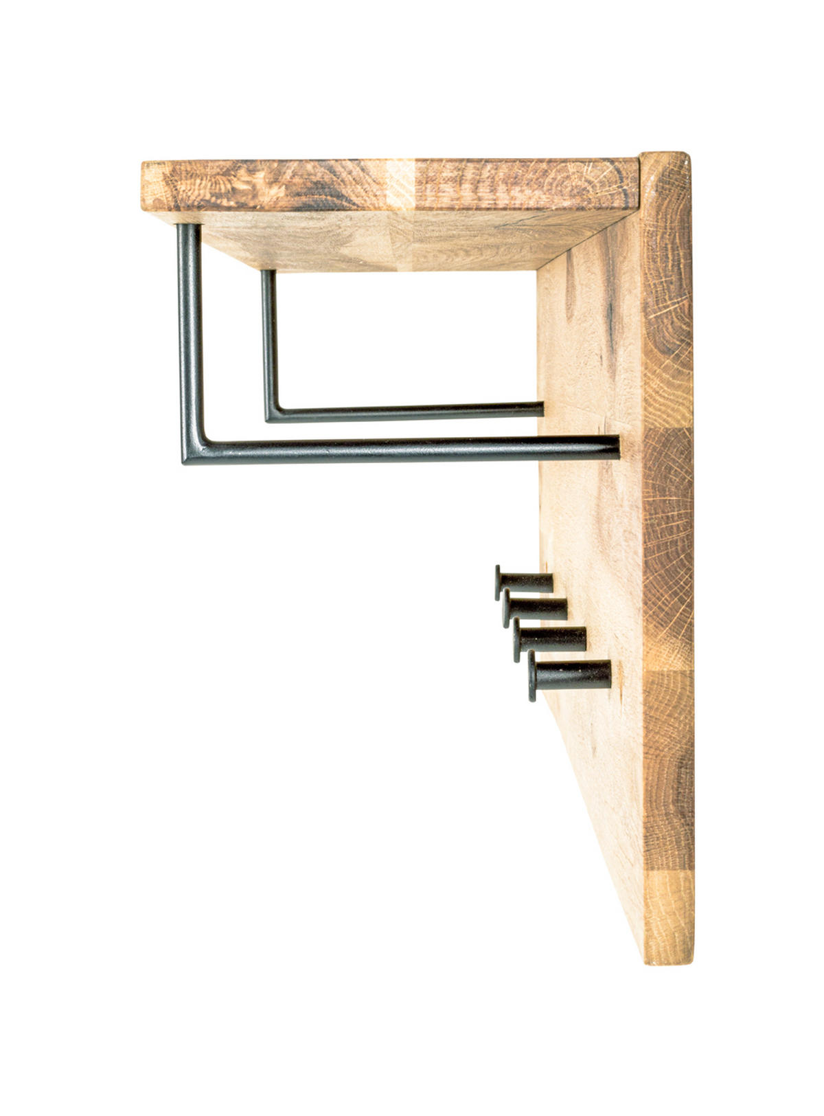 WANDGARDEROBE  in Eiche massiv Schwarz, Eichefarben  - Eichefarben/Schwarz, Basics, Holz/Metall (80/30/20cm)