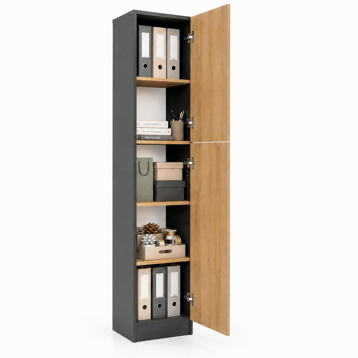 AKTENSCHRANK Anthrazit, Honigeiche  - Honigeiche/Anthrazit, MODERN, Holzwerkstoff (38/183/32cm) - MID.YOU